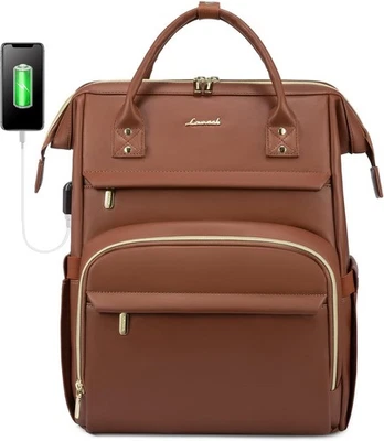 Laptop Backpack-Travel Carry On, Purse, Leather *Faux* Computer College USB Port - Image 1 of 4