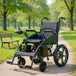 Black Electric Wheelchair 15KM Range Lithium Power Motorised Foldable w/ Bag NEW - Picture 1 of 24