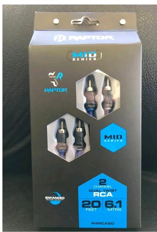 RAPTOR MID Series R4RCA20 2-Channel Dual Twist RCA Audio Cable Flexible 20 Feet - Image 1 of 1