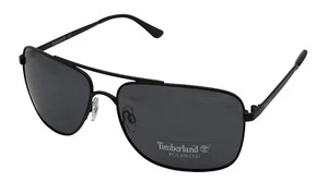 Timberland Sunglass Mens Black Metal Rectangle Aviator, Polarized Lens TB7202 2A - Picture 1 of 13