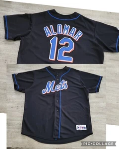Vintage New York Mets #12 Roberto Alomar Majestic Black Sewn Authentic Jersey XL - Picture 1 of 13