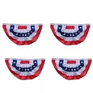 4 Pack USA Pleated Fan Flag 1.5x3 Feet American US Bunting Flags Half Fan Banner - Picture 1 of 3