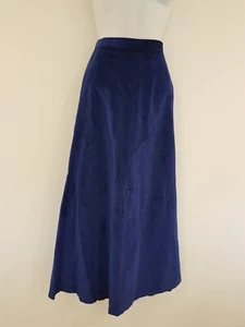 Vintage Skirt Blue Velvet Long Maxi Retro Size 10 Work Office Evening Lined - Picture 1 of 13
