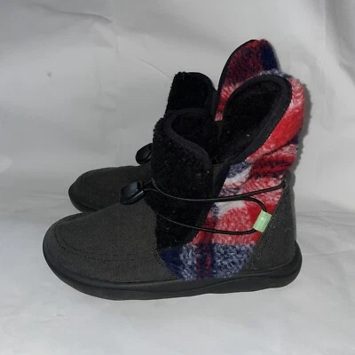 Bota Sanuk Talla 5 Tripper Flurry Media Pantorrilla Negra Roja Azul Blanca Cuadros Sherpa Vellón Foto 1 de 4