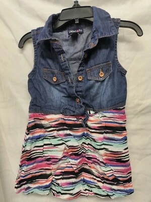 Girls Dress, Size 4, Brand Limited Too, Jean & Multicolor - Image 1 of 4