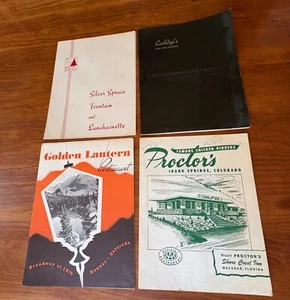 FOUR 1950 DINNER MENUS ESTES PARK IDAHO SPRINGS DENVER COLORADO PROCTOR'S+++ - Picture 1 of 12