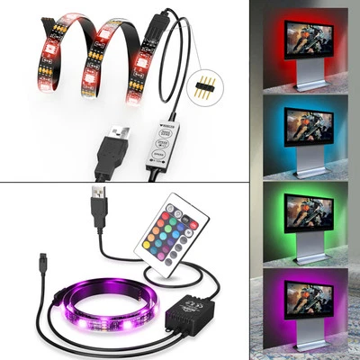 Strisce LED Retro Illuminazione TV USB 5V da 1 MT N2 RGB COLORI E TELECOMANDO PV - Immagine 1 di 4