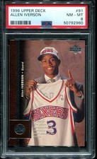 1996 Upper Deck  #91 Allen Iverson ROOKIE - PSA 8 NM-MT - 1996-97 76ers RC