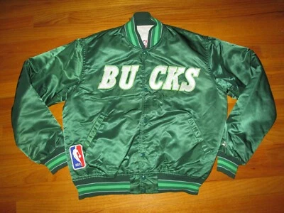 1-е издание MILWAUKEE BUCKS винтажный 90-х 1980-х NBA сшитый стартер куртка джерси XL новом - Изображение 1 из 4