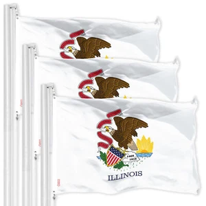 G128 3 Pack: Illinois IL State Flag 3x5 Ft Printed 150D Poly, Indoor/Outdoor - Picture 1 of 5