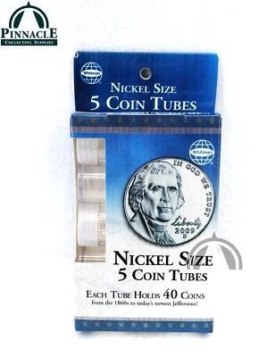 Níquel - 5 tubos redondos de plástico para monedas con tapa de tornillo de Whitman Storage ENVÍO GRATUITO Foto 1 de 4