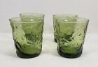Vintage Anchor Hocking Milano Green 7 Oz. Cocktail Wine Water Bar Glass Lot Of 4