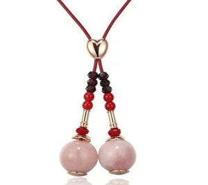 Click & Clack geschwollene Herzkette mit Rosenquarz - Bild 1 von 3