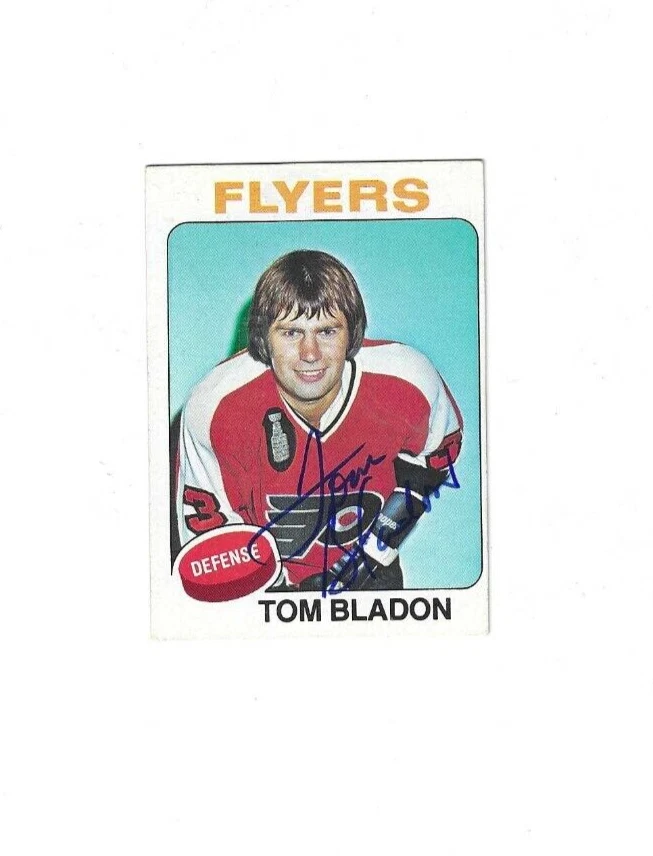 Signed TOM BLADON Philadelphia Flyers 1975-76 Topps Card #74 COA