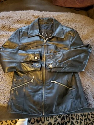 Chaqueta de cuero para motocicleta Winlit New York - ajustada para mujer talla L negra grande Foto 1 de 3