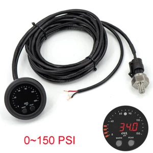 2" 52mm Car Oil Pressure Gauge Meter Red Digital LED Display 0-150 PSI w/ Sensor - Picture 1 of 6