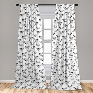 Black and White Microfiber Curtains 2 Panel Set Living Room Bedroom in 3 Sizes - Picture 1 of 2