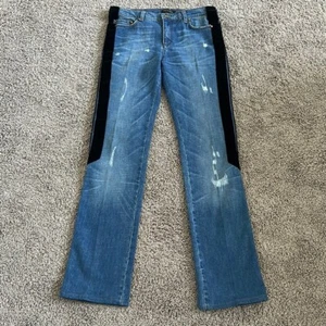 Roberto Cavalli Women’s Jeans Size 40 US 30 Velvet Accent Straight Leg - Picture 1 of 14