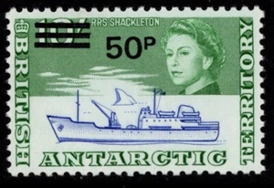 TERRITORIO ANTÁRTICO BRITÁNICO 1971 SOBREIMPRESIONES 50p MARCA DE AGUA INVERTIDA SG.37a MNH - Imagen 1 de 2