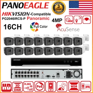 Hikvision 16CH 16 PoE CCTV System Kit 180° Panoramic 4MP Full Color IR IP Camera - Picture 1 of 28