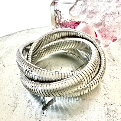 High-end Brand Designed gold Plated Stretch Omega Cobra Trinity Bangle Bracelet - Image 1 of 4