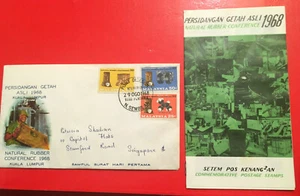 MALAYSIA 1968 FDC Natural Rubber Conference Kuala Lumpur - with Insert - Picture 1 of 2