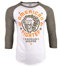 AMERICAN FIGHTER Men's T-Shirt COLOMBIA RAGLAN Athletic Biker White MMA