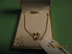 New Disney Twinkle Collection 14K Gold Minnie Mouse Bracelet with Ruby (6") SALE - Picture 1 of 4