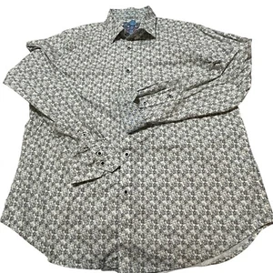 Camicia elegante Robert Graham Hopkins con bottoni uomo XL nero bianco teschi polsino ribaltabile - Foto 1 di 12