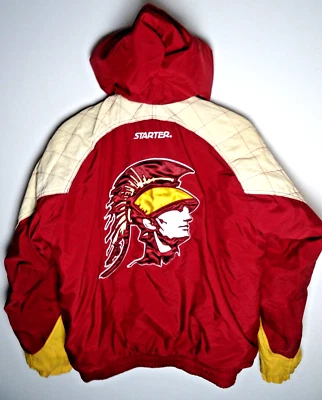 Vintage USC Trojans Starter Jacket Mens Small 90s Puffer Quilted Hood - Image 1 of 4