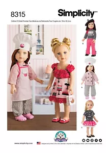SIMPLICITY 8315 DOLL CLOTHES Sewing Pattern 18" 45.5cm JACKET SHIRT TOP DRESS - Picture 1 of 8