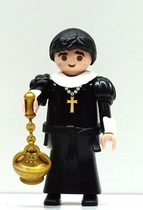 Pasteur Prêtre Clergé Noir B Playmobil Église Maintenant Moine Personnalisé - Picture 1 of 5
