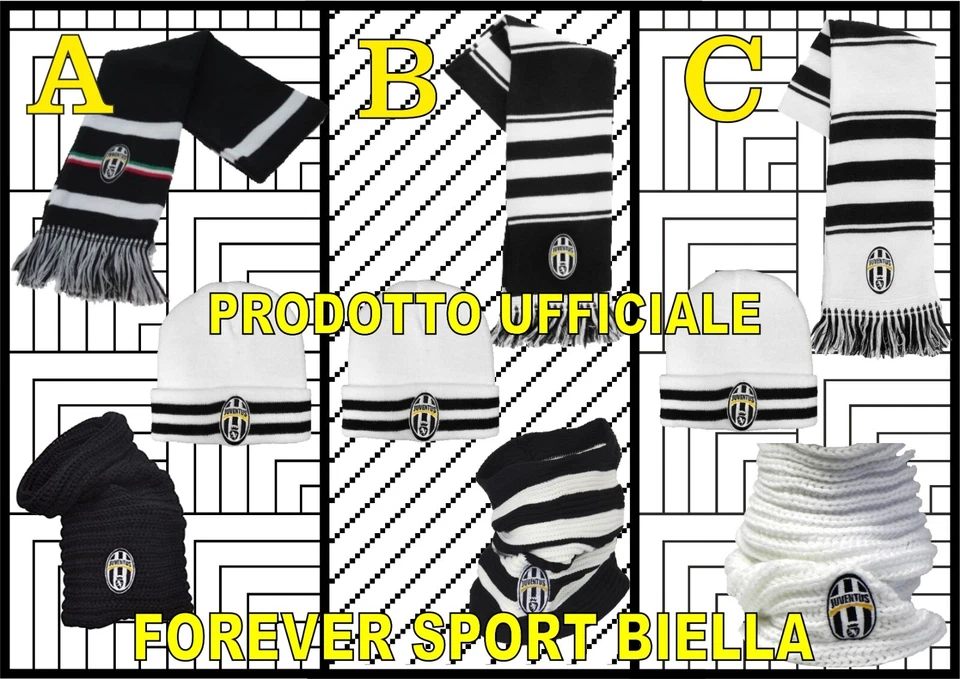TRIS COMPLETO CAPPELLO / SCALDACOLLO / SCIARPA JUVENTUS FC UFFICIALE SCONTO 50%