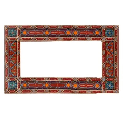 Red Horizontal Full length Moroccan Wooden hand painted mirror frame 61" x 24" - Image 1 of 4