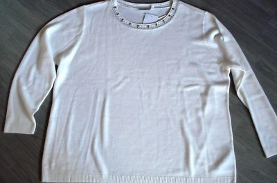 Langarm-Pullover v.Canda,cremeweiß ,Gr.XXL,52/54,m.Strass-Steinen,Neu - Bild 1 von 2