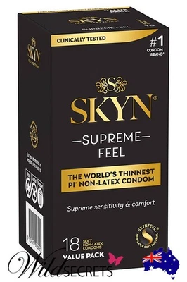 NEW Skyn Supreme Feel 18 Pack Non Latex Condoms, Sex Essential, Wild Secrets - image 1 of 3