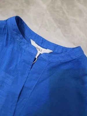 M&S Pure Cotton Round Neck Longline Beach Shirt ~ Size S - Image 1 of 4