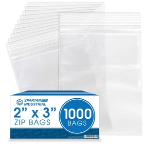 - 2” X 3” (1000 Count) 2 Mil Clear Reclosable Zip Plastic Poly Bags with Rese... - Picture 1 of 6