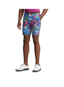 Ralph Lauren RLX Shorts Sz 34 Blue Floral Tailored Fit Performance Stretch Golf - Picture 1 of 9