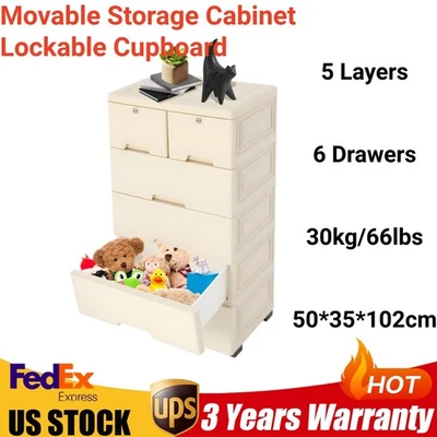 Armario de almacenamiento móvil PP gabinete herramienta de garaje con 6 cajones armario con cerradura Foto 1 de 4