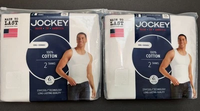 Paquetes de 2 tanques blancos de algodón Jockey para hombre 3XL NUEVOS CON ETIQUETAS  Foto 1 de 3
