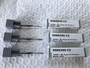 New!! Harvey Tool Carbide Reamer .03900 X .281 Margin 4FL Miniature AITn Qty 3 - Afbeelding 1 van 1