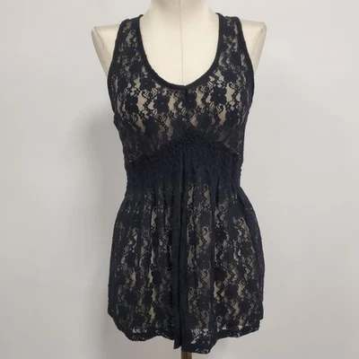 Xhilaration Womens Y2K Floral Lace Whimsigoth Babydoll Tank Size XS Romantic - Image 1 of 4