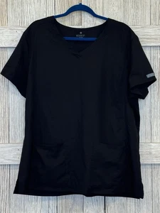 MED COUTURE Scrub Top Size 2XL Black  V-Neck Medical Nurse - Picture 1 of 4