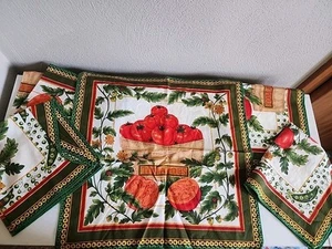 VTG Cloth Napkins Tomatoes Garden Cottage Farmhouse Set of 6 Lot Tomato Peas - Picture 1 of 8