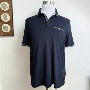 Ted Baker London Navy Polo Shirt Mens Size 5 US L/XL - Picture 1 of 14