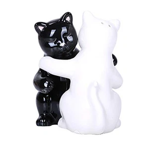 Hugging Cats Magnetic Ceramic Salt and Pepper Shaker Set S&P - Picture 1 of 1