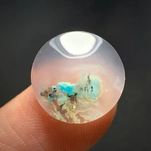 Tiny Chrysocolla Native Copper Agate Cabochon 13x13x5mm High Quality 7 ct - Picture 1 of 6