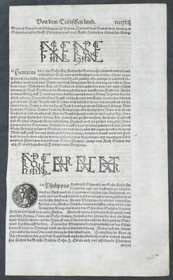 1574 Munster Antique Print German Monarchs 1111-1190 Henry Conrad Runic Alphabet - Image 1 of 3