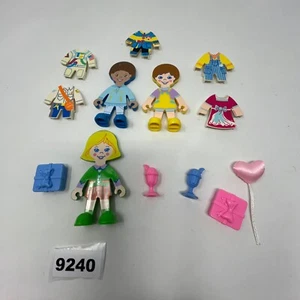 1990 Flat Folks Set Playskool Vintage - 3 Characters with Outfits & Accessories - Picture 1 of 16